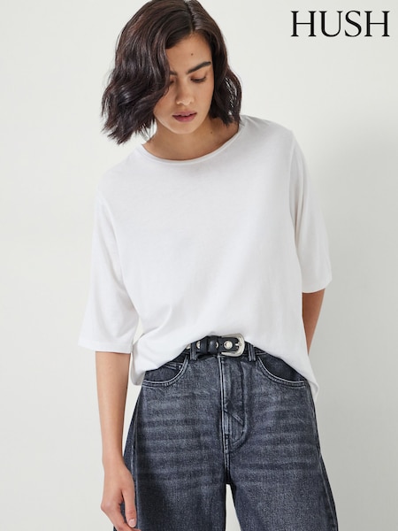 Hush White Reece Relaxed T-Shirt (AK2995) | £32