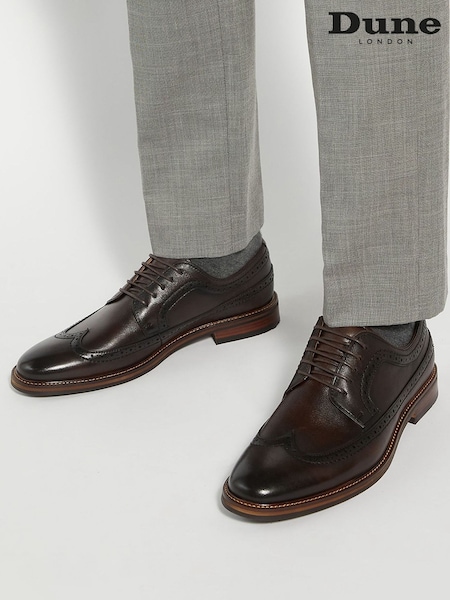 Dune London Brown Steeles Burnished Brogue Shoes (AK3118) | £139