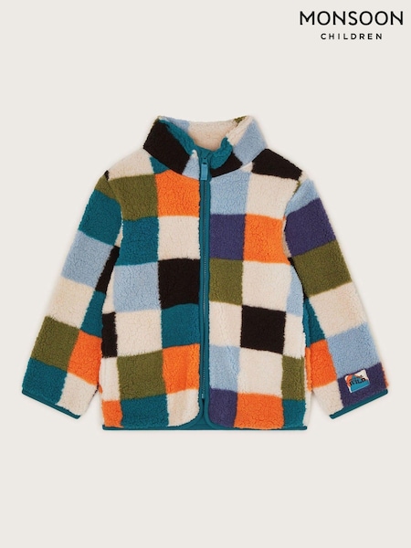 Monsoon Orange Check Print Zip Fleece Jacket (AK3227) | £36 - £40