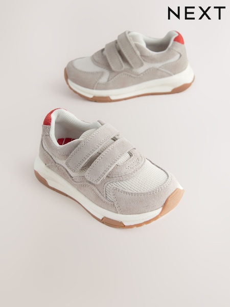 White/Neutral Suede Touch Fastening Trainers (AK3403) | £23 - £25