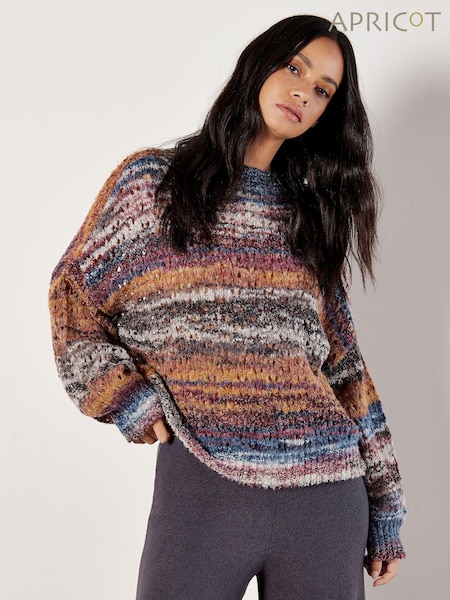 Apricot Purple Mix Yarn Distressed Boho Jumper (AK3510) | £39