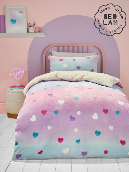 Bedlam Multi Cosy Ombre Heart Plush Duvet Cover Set (AK3526) | £25 - £35