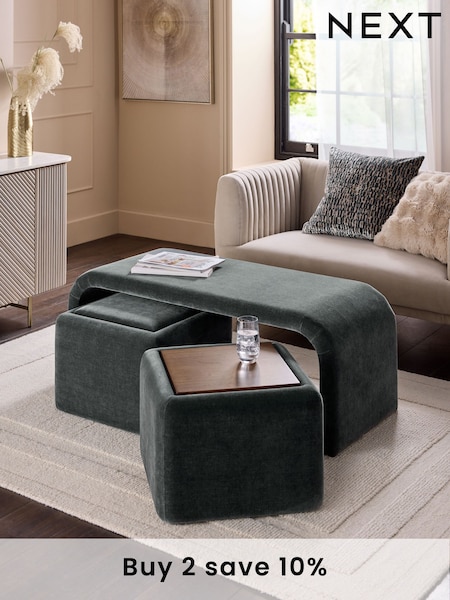 Opulent Chenille Slate Grey Sidney Coffee Table (AK3665) | £425