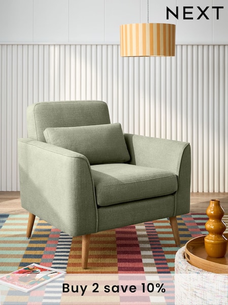 Soft Linen Look Sage Green Mila Chair Armchair (AK3666) | £299