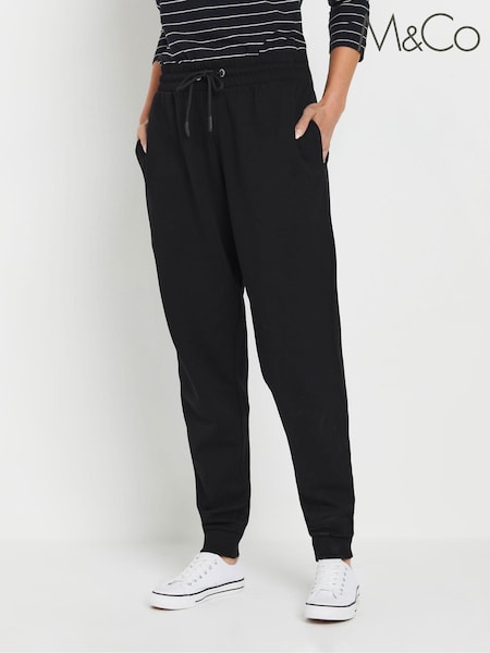 M&Co Black Cuffed Drawtsring Joggers (AK3711) | £26