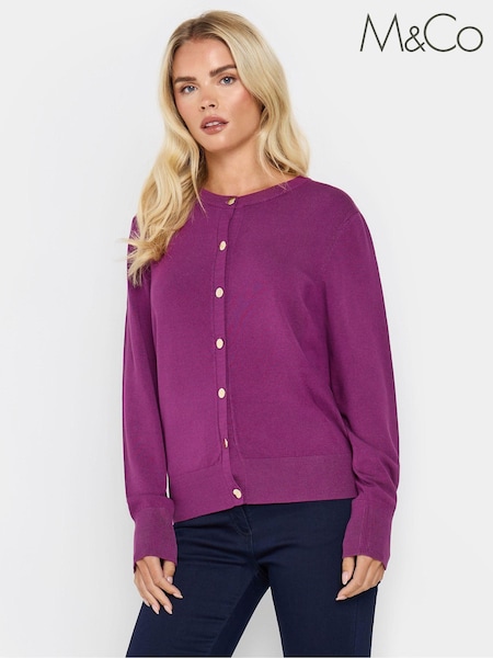 M&Co Purple Petite Popper Cardigan (AK3728) | £31