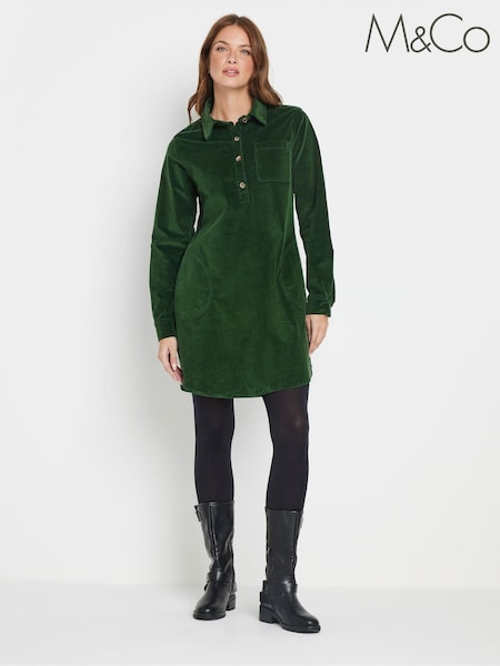 M&Co Green Pocket Collared Tunic Dress (AK3740) | £39