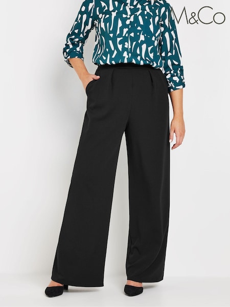 M&Co Black Pleated Front Trousers (AK3807) | £33