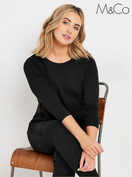 M&Co Black 100% Cotton Crew Neck T-Shirt (AK3822) | £17