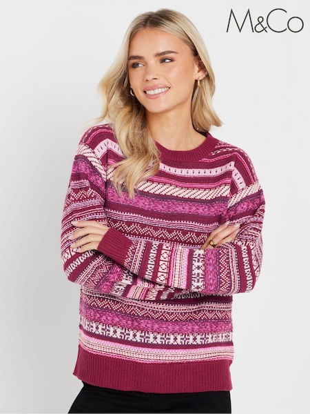 M&Co Pink Petite Fairisle Pattern Design Jumper (AK3838) | £36