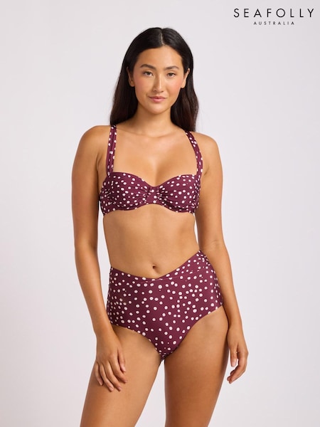 Purple - Seafolly Dolcedot Ruched Band High Waist Bikini