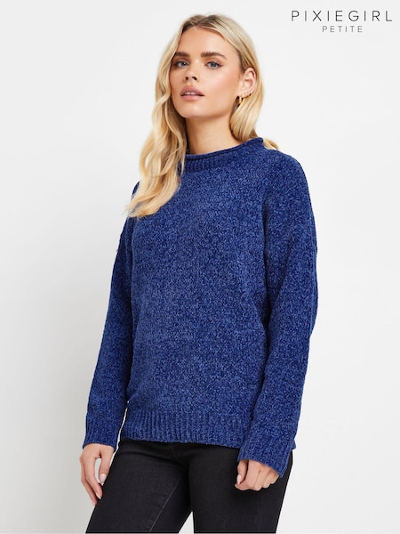 PixieGirl Petite Royal Blue Chenille High Neck Jumper (AK4040) | £34