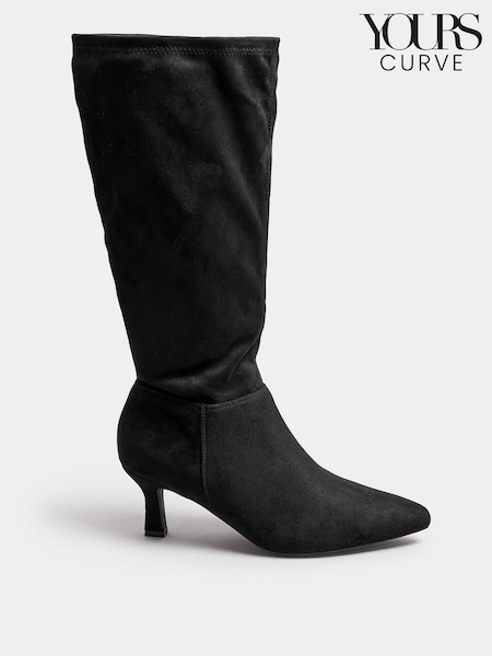 Yours Curve Black Extra Wide Fit Pointed Toe Knee High Boots (AK4252) | £60