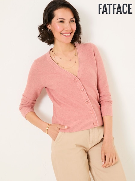 FatFace Lucia Rose Pink V-Neck Knitted Cardigan (AK4302) | £45