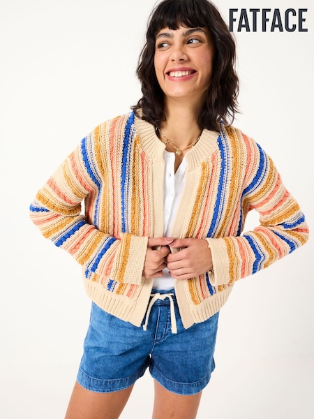 FatFace Summer Natural Textured Stripe Cardigan (AK4305) | £59