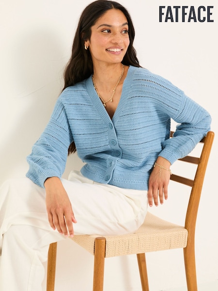 FatFace Annie Chambray Blue Knitted Cardigan (AK4317) | £52