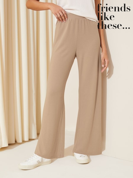 Friends Like These Neutral Cosy Wide Leg Trousers (AK4341) | £28