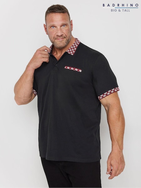 BadRhino Big & Tall Red 100% Cotton Printed Jacquard Polo Shirt (AK4380) | £26