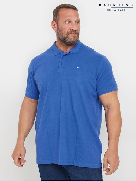 BadRhino Big & Tall Blue 100% Cotton Long Plain Polo Shirt (AK4387) | £20