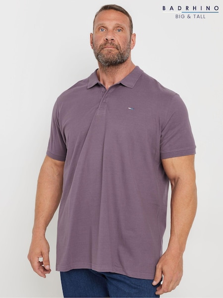 BadRhino Big & Tall Purple 100% Cotton Long Plain Polo Shirt (AK4406) | £20