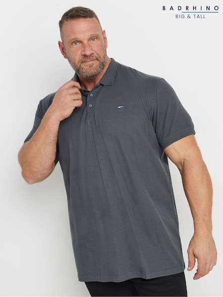 BadRhino Big & Tall Grey 100% Cotton Long Plain Polo Shirt (AK4407) | £20