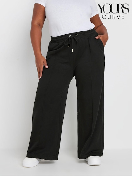 Yours Curve Black Wide Leg Joggers (AK4485) | £34