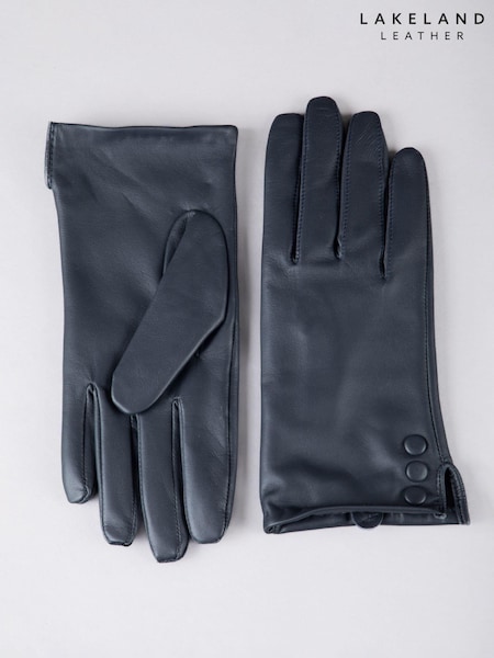 Lakeland Leather Blue Bassenthwaite Button Detail Gloves (AK4538) | £40