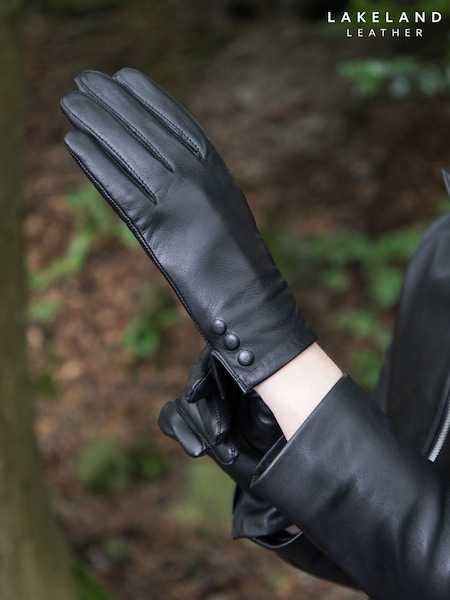 Lakeland Leather Black Bassenthwaite Button Detail Gloves (AK4548) | £40