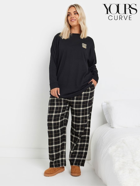Yours Curve Black Check Pyjamas (AK4556) | £28