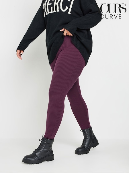 Yours Curve Purple Ribbed Leggings (AK4573) | £20