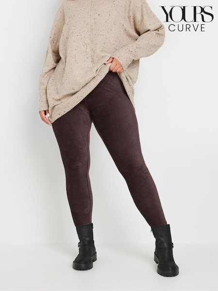 Yours Curve Brown Chocolate Corduroy Leggings (AK4574) | £24