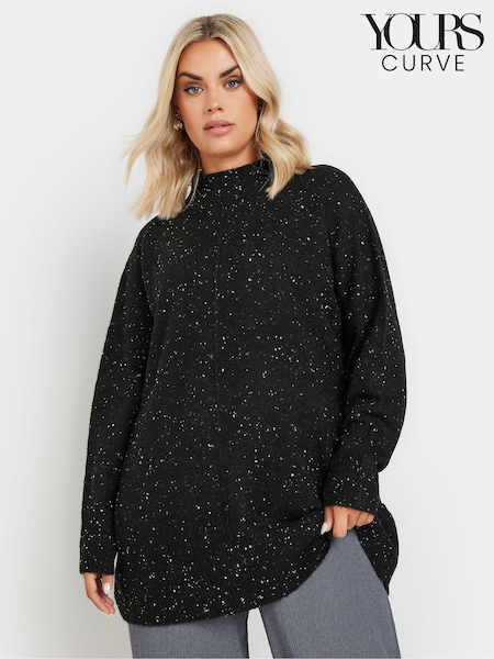 Yours Curve Black High Neck Seam Detail Jumper (AK4581) | £31