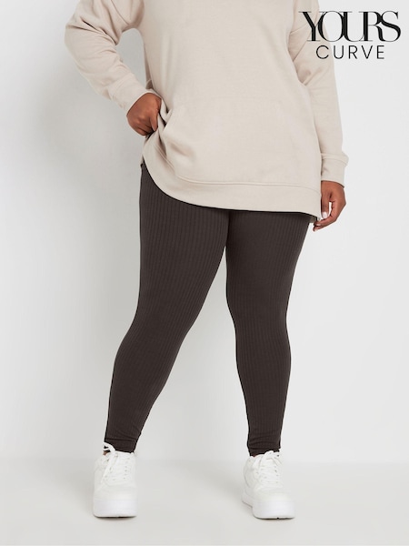Yours Curve Brown Ribbed Leggings (AK4582) | £20