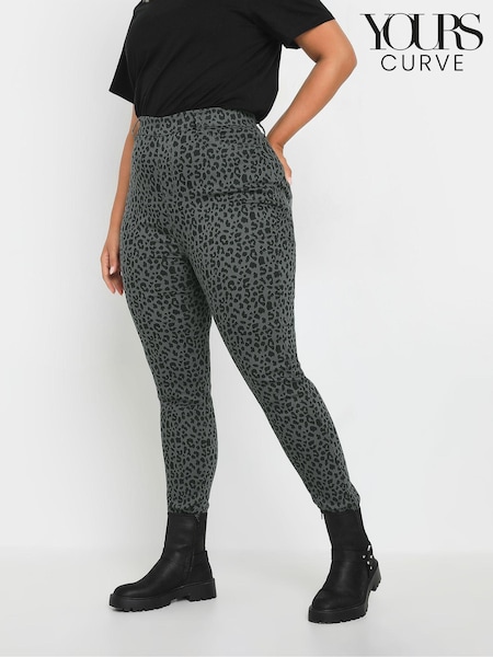 Yours Curve Grey Leopard Print Jeggings (AK4602) | £31