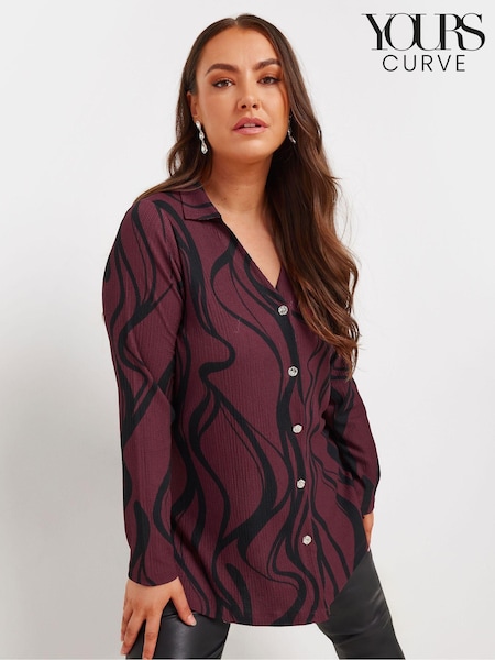 Yours Curve Red Textured Jersey Shirt (AK4603) | £29