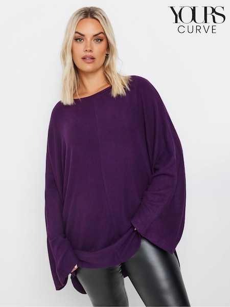 Yours Curve Purple Batwing Sleeve Soft Touch Jumper (AK4611) | £29
