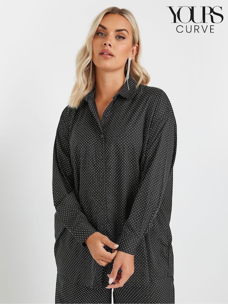 Yours Curve Black Glitter Co-Ord Shirt (AK4634) | £31