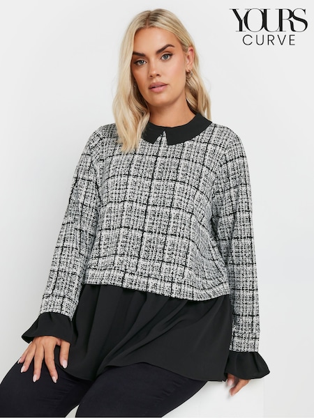 Yours Curve Black 2 In 1 Shirt Top (AK4644) | £32