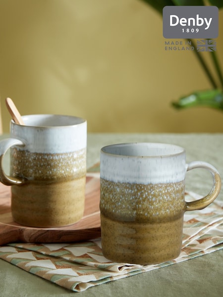 Denby Set of 2 Ochre Kiln Accents Ridged Mugs (AK4683) | £36