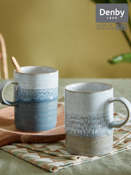 Denby Set of 2 Taupe and Slate Kiln Accents Ridged Mugs (AK4691) | £40