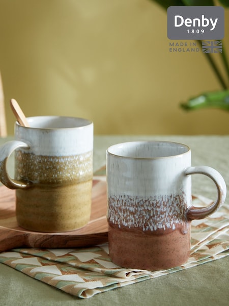 Denby Set of 2 Ochre and Rust Kiln Accents Ridged Mugs (AK4693) | £40