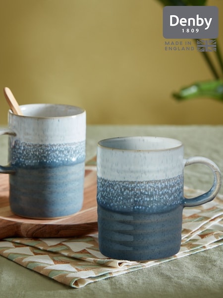 Denby Set of 2 Slate Kiln Accents Ridged Mugs (AK4708) | £40