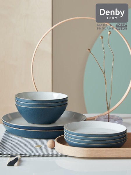 Denby 12 Piece Charcoal Blue Impression Tableware Dinner Set (AK4715) | £136