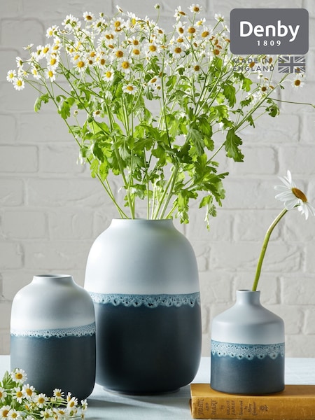 Denby Blue Mineral Large Barrel Vase (AK4743) | £120