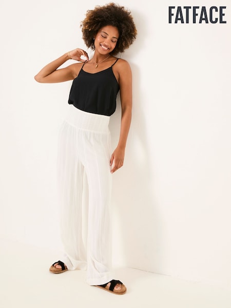 FatFace White Beachwear Palazzo Trouser (AK4810) | £49.50