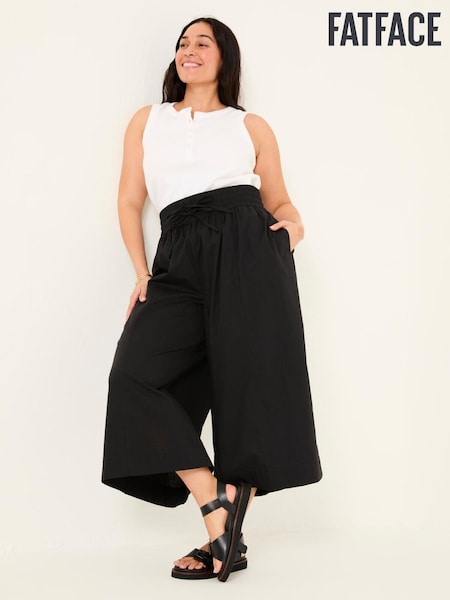 FatFace Aubrey Black Wide Leg Crop Trouser (AK4816) | £49.50