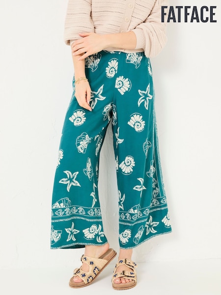 FatFace Eliza Teal Blue Shell Cropped Trousers (AK4828) | £46