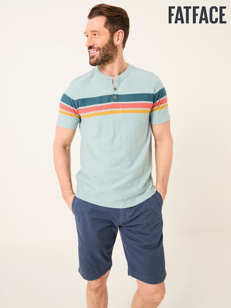 FatFace Henley Light Blue Chest Stripe Henley (AK4887) | £28