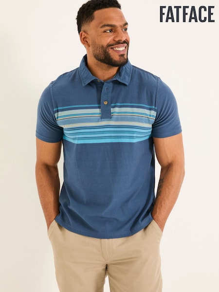 FatFace Navy Short Sleeve Chest Stripe Polo (AK4911) | £32.50