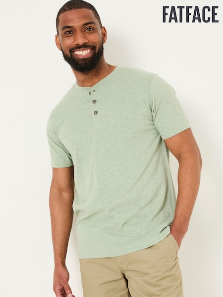 FatFace Woodside Sage Green Slub Henley T-Shirt (AK4923) | £25